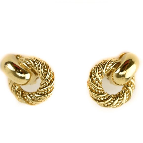 DIOR: Gold-Finish, Metal Rope Twist Earrings (mr)